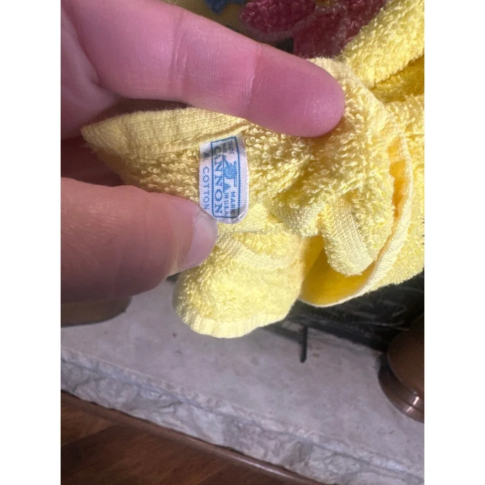 Cannon Yellow Embroidered Floral Bath Towel Set Vintage‎ Home Decor